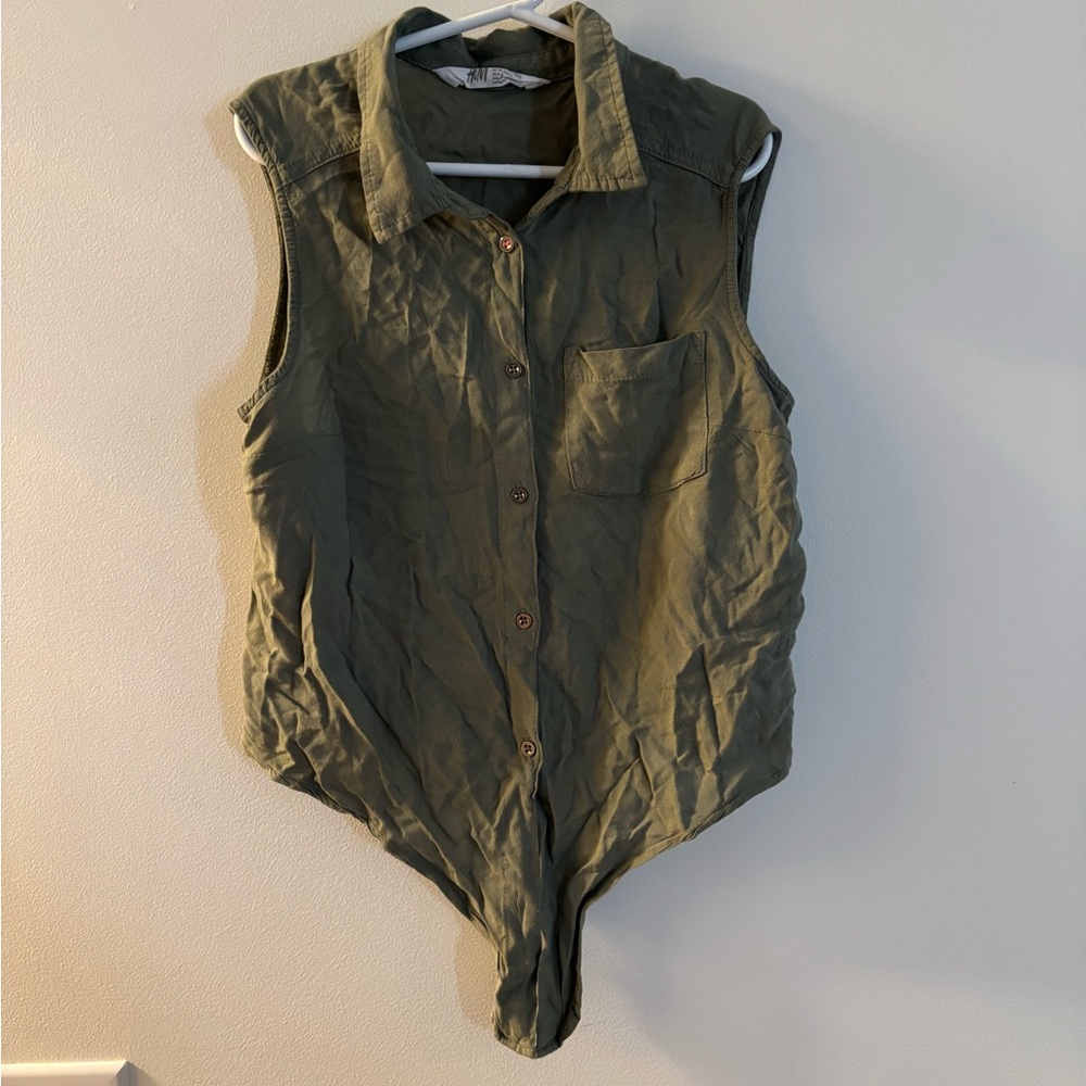 H&M Kids Olive Green Sleeveless Blouse